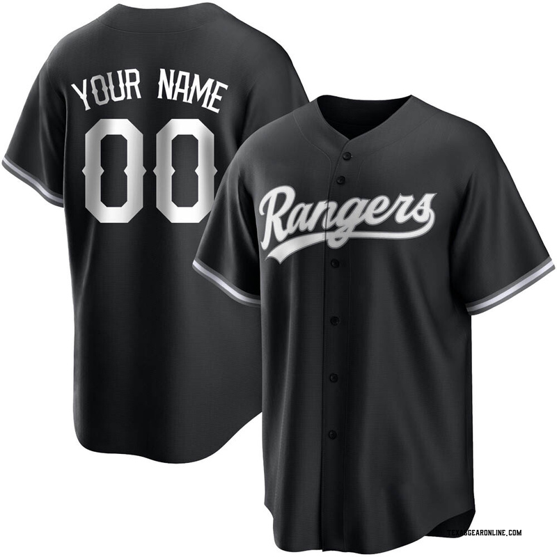 Custom Youth Texas Rangers Jersey - Black/White Replica