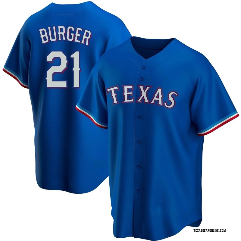 Jake Burger Youth Texas Rangers Alternate Jersey - Royal Replica